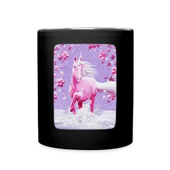 Einhorn BlütenBad - Sonja Ariel von Staden - Tasse einfarbig - Schwarz - Vorne