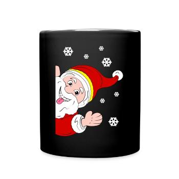 Joyeux Père Noël Salutation à la neige - Mug uni - noir - Devant