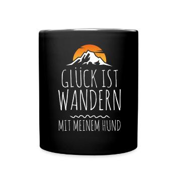 Glück ist Wandern mit meinem Hund - Tasse einfarbig - Schwarz - Vorne