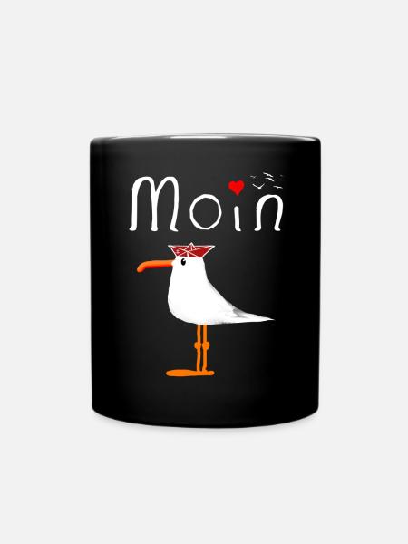 Moin Möwe Seemann Unisex Geschenkidee Geschenk - Tasse einfarbig - Schwarz