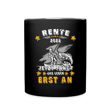 Rente und Angler - Tasse einfarbig - Schwarz - Vorne