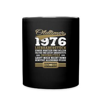 Oldtimer 1976 46. Geburtstag Geschenk Herren - Tasse einfarbig - Schwarz - Vorne
