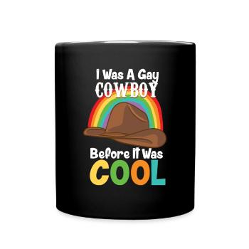 Gay Pride LGBTQ Cool Gay Cowboy - Full Colour Mug - black - Front