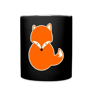 Renard aux cheveux roux – Dessin animé mignon, intelligent et kawaii - Mug uni - noir - Devant