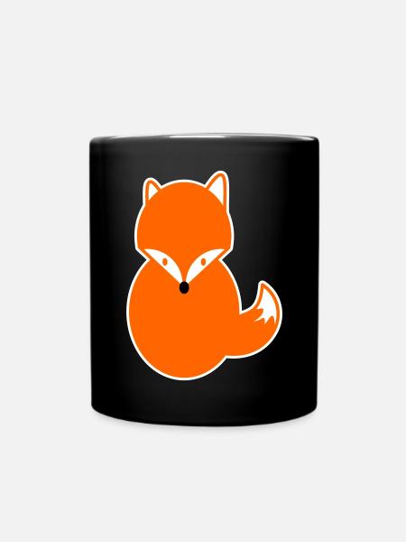 Renard aux cheveux roux – Dessin animé mignon, intelligent et kawaii - Mug uni - noir