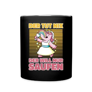 Einhorn Bräutigam Saufen Bier Trinken - Lustiges - Tasse einfarbig - Schwarz - Vorne