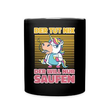 Böses Alkoholiker Einhorn - Lustiges Saufen Bier - Tasse einfarbig - Schwarz - Vorne