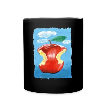 Adam und Eva Apfel - Tasse einfarbig - Schwarz - Vorne