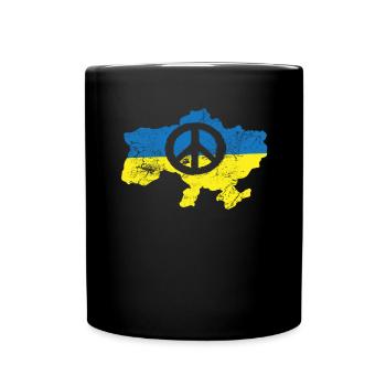 Signe de paix devant le drapeau ukrainien - Mug uni - noir - Devant