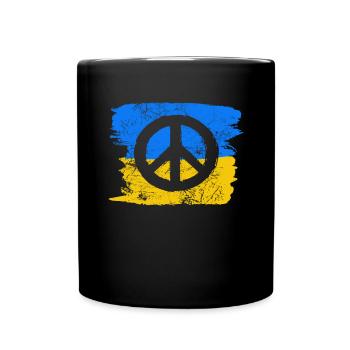 Signe de paix devant le drapeau ukrainien - Mug uni - noir - Devant