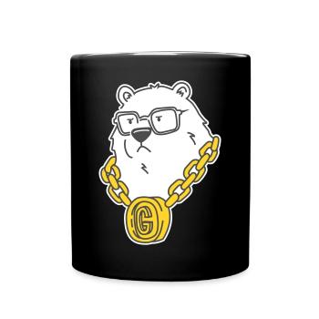 Gangsta Bear – Rappeur Grizzly avec chaîne en or et style - Mug uni - noir - Devant