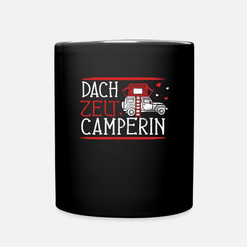 Dachzelt Camperin Autozelt Frau Dachzelten - Tasse einfarbig - Schwarz