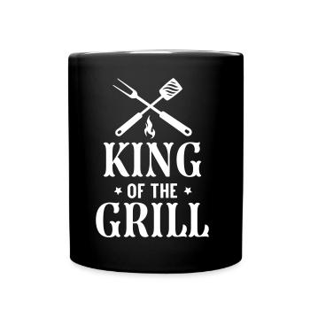KÖNIG DES GRILLS BBQ GRILLEN BIER PARTIE MOTIVE - Tasse einfarbig - Schwarz - Vorne
