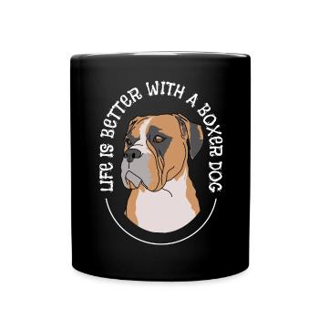 Boxer Dog La vie est meilleure avec un boxer Dog - Mug uni - noir - Devant