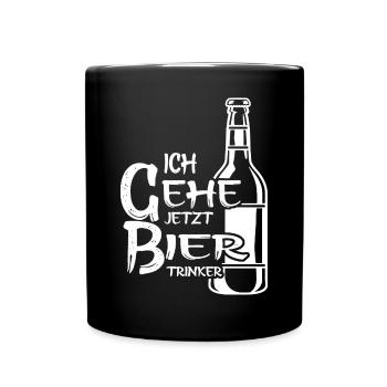Bier trinken Saufen Party Urlaub Feiern Alkohol - Tasse einfarbig - Schwarz - Vorne