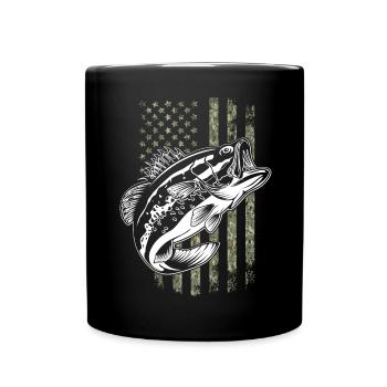 Pêche à la perche American Camo USA Flag - Mug uni - noir - Devant