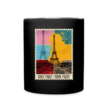 Paris France Ville Skyline Stamp Vacances - Mug uni - noir - Devant