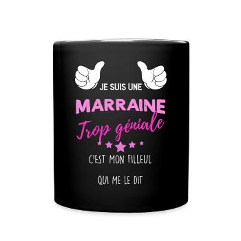 Maman D'Amour Trop Géniale Message Filleul - Mug uni - noir - Devant