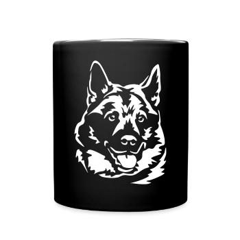 Norwegischer Elchhund Kopf "Black Edition" - Tasse einfarbig - Schwarz - Vorne