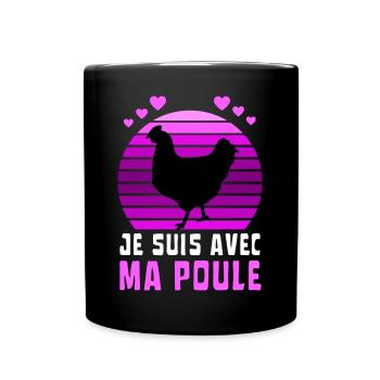 Je suis avec ma poule Vintage Sunset Violet - Mug uni - noir - Devant