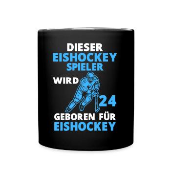 Eishockeyspieler 24 Jahre Eishockey 24 Geburtstag - Tasse einfarbig - Schwarz - Vorne