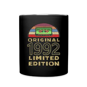 Né en 1992 Original Retro Cassette Anniversaire - Mug uni - noir - Devant