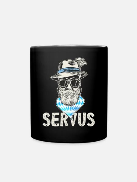 Volksfest Bayrisch Lustig Servus Hallo - Tasse einfarbig - Schwarz