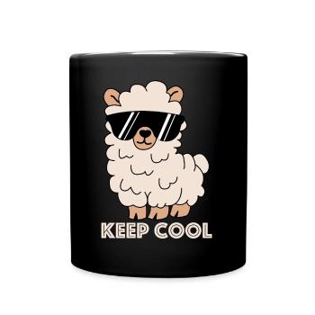 Keep Cool | Lama, lustige Bilder, lustige Sprüche - Tasse einfarbig - Schwarz - Vorne