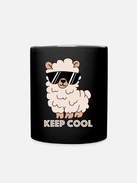 Keep Cool | Lama, lustige Bilder, lustige Sprüche - Tasse einfarbig - Schwarz