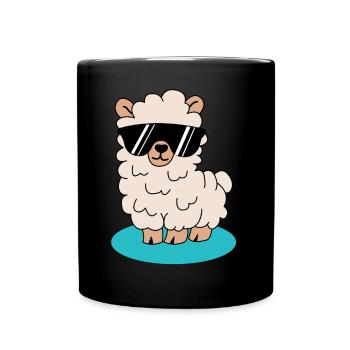 Keep Cool | Lama, lustige Bilder, lustige Sprüche - Tasse einfarbig - Schwarz - Vorne