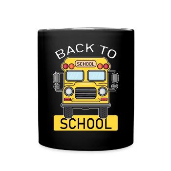 Back to school Schulbeginn Schulbus - Tasse einfarbig - Schwarz - Vorne