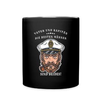 Vater und Kapitän - die besten Mann sind beides - Tasse einfarbig - Schwarz - Vorne