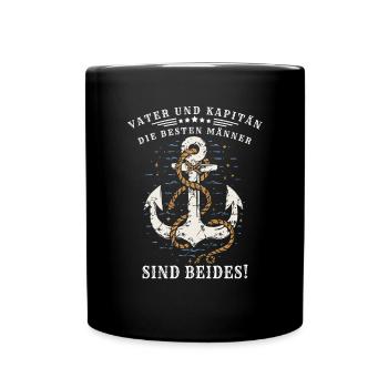 Vater und Kapitän - die besten Mann sind beides - Tasse einfarbig - Schwarz - Vorne