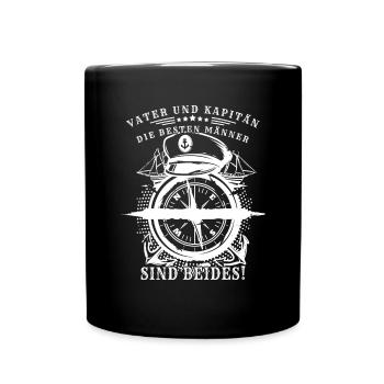 Vater und Kapitän - die besten Mann sind beides - Tasse einfarbig - Schwarz - Vorne
