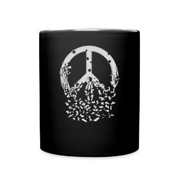 White Peace Sign Bullet Holes Disintegrates - Full Colour Mug - black - Front