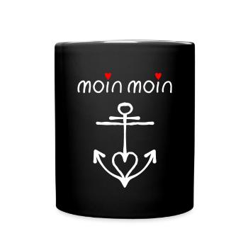 Moin Anker Vintage Retro Style Herrz Norden - Tasse einfarbig - Schwarz - Vorne