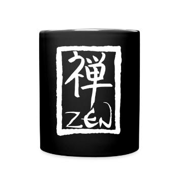 Das Wort Zen auf Japanisch (weiß) - Tasse einfarbig - Schwarz - Vorne
