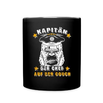 Kapitän - Der Chef auf der Couch - Tasse einfarbig - Schwarz - Vorne