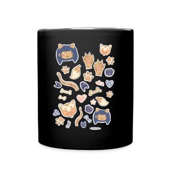 Kiara et Shiba - Chat, fille et chien - Mug uni - noir - Devant