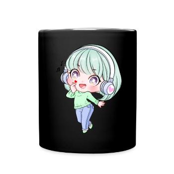 Kpop Anime Mädchen Finger Herz Saranghae Kawaii - Tasse einfarbig - Schwarz - Vorne