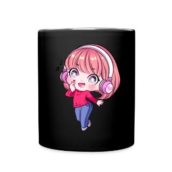 Kpop Anime Mädchen Finger Herz Saranghae Kawaii - Tasse einfarbig - Schwarz - Vorne
