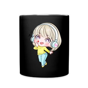 Kpop Anime Mädchen Finger Herz Saranghae Kawaii - Tasse einfarbig - Schwarz - Vorne