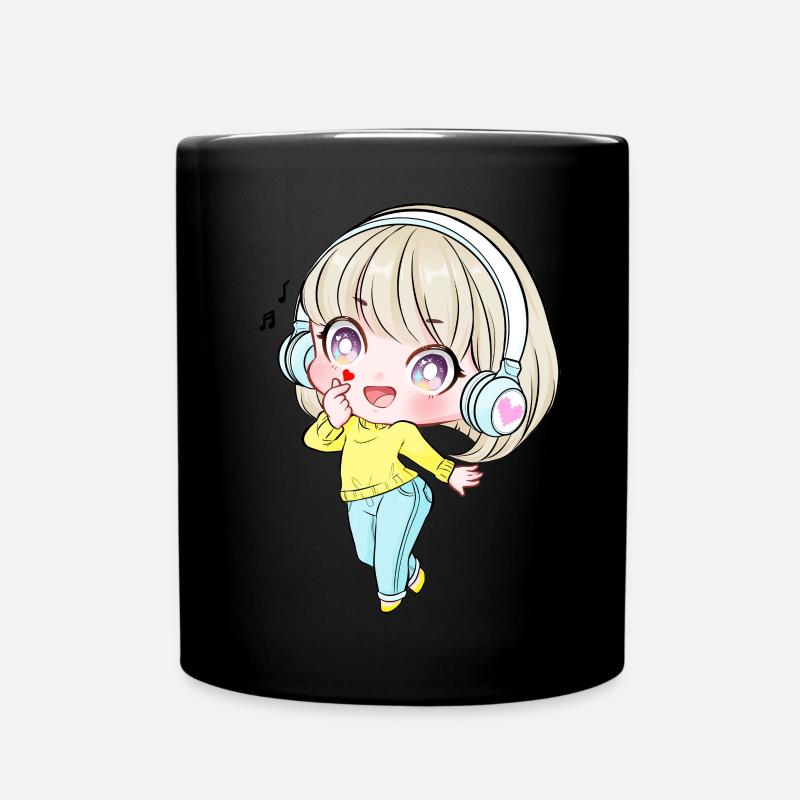 Kpop Anime Mädchen Finger Herz Saranghae Kawaii - Tasse einfarbig - Schwarz