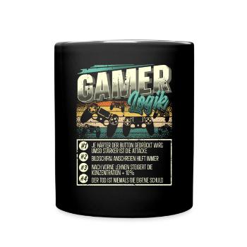 Gamer Logik Gaming Zocken Zocker - Tasse einfarbig - Schwarz - Vorne