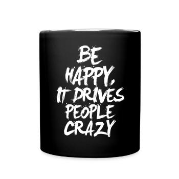 Soyez heureux (sombre) - Mug uni - noir - Devant