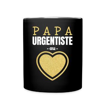 Papa Urgentiste au Cœur d'Or - Mug uni - noir - Devant
