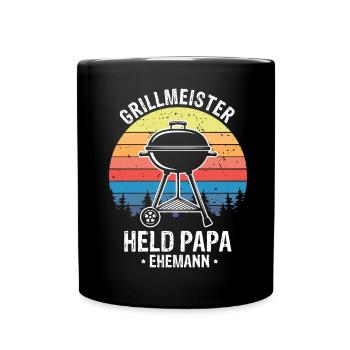 Papa Grillmeister - Tasse einfarbig - Schwarz - Vorne