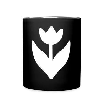 Blume weiß weiße Blume Tulpe weiß - Tasse einfarbig - Schwarz - Vorne