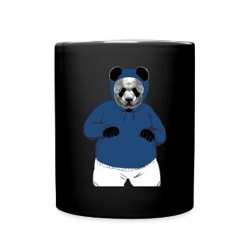 Ours panda avec sweat à capuche, pull à capuche / boxer pose - Mug uni - noir - Devant