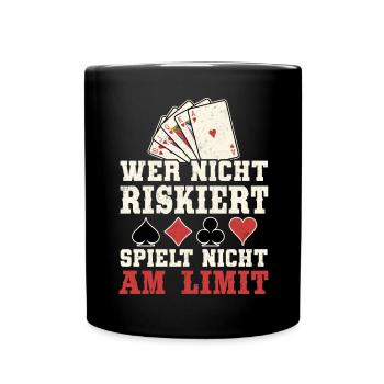 Poker Karten Pokern Casino Spruch - Tasse einfarbig - Schwarz - Vorne